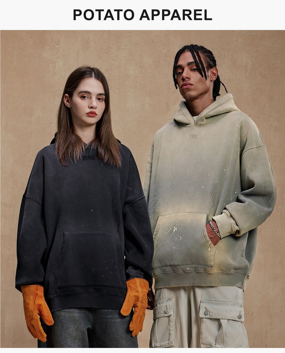 Fleece 360Gsm Spray-Dye Distressed Wash Hoodie – detail 7