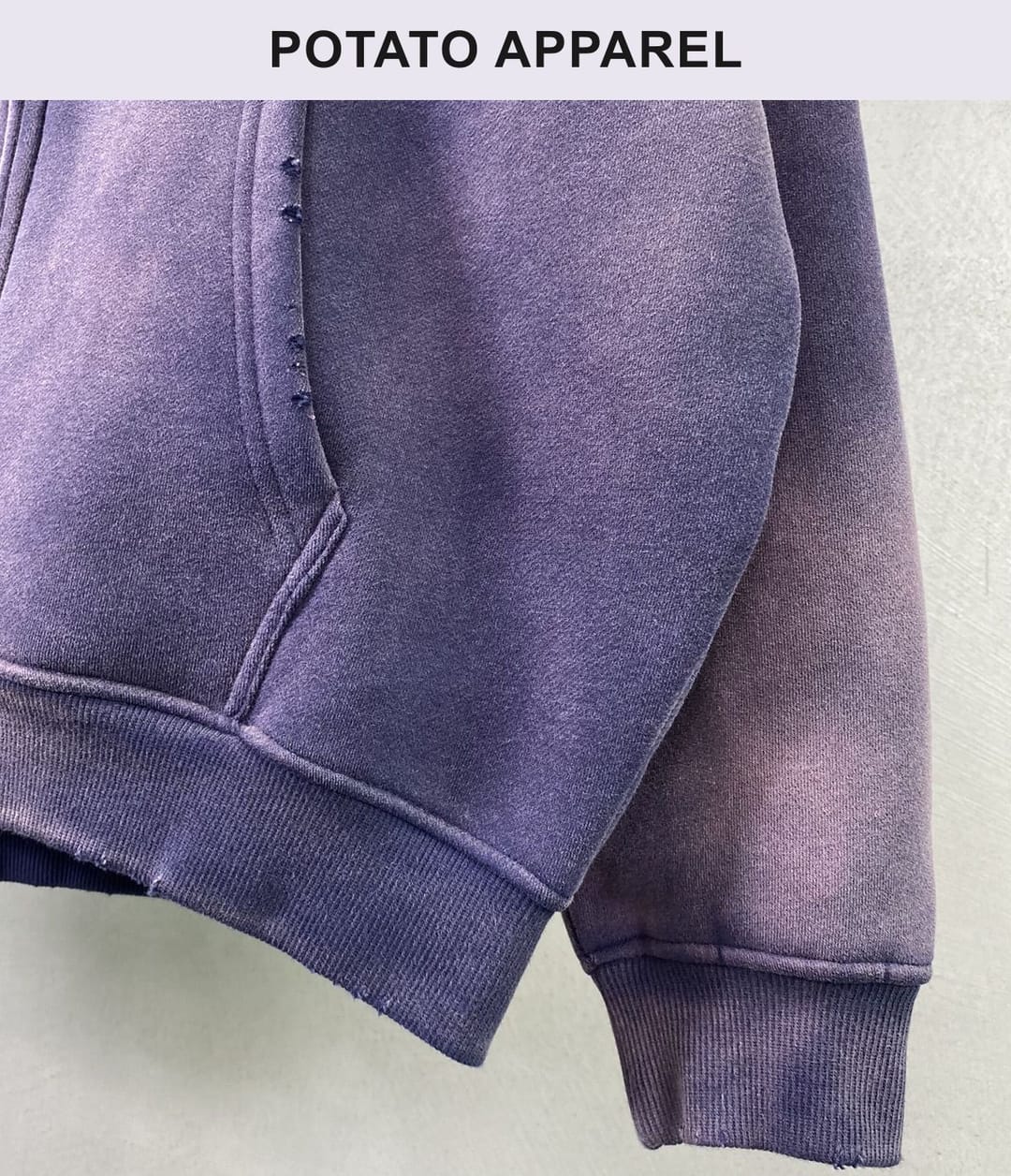 Fleece 360gsm Wash Distressed Zip-up Hoodie – detail 11