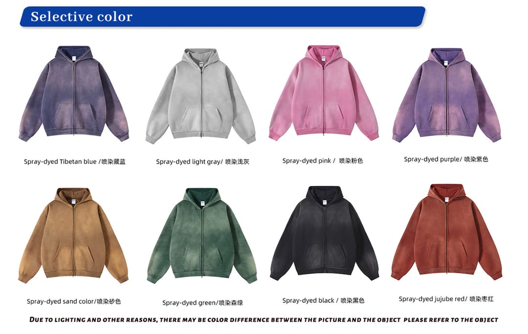 Fleece 360gsm Wash Distressed Zip-up Hoodie – detail 2
