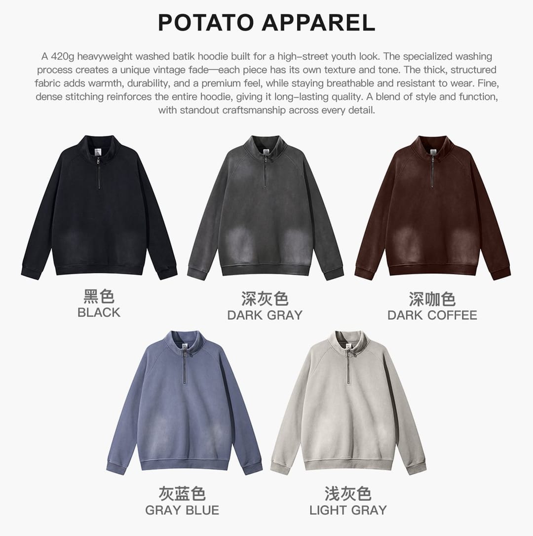 Fleece 365gsm Quater Zipper Spary Wash Sweatshirt – detail 3