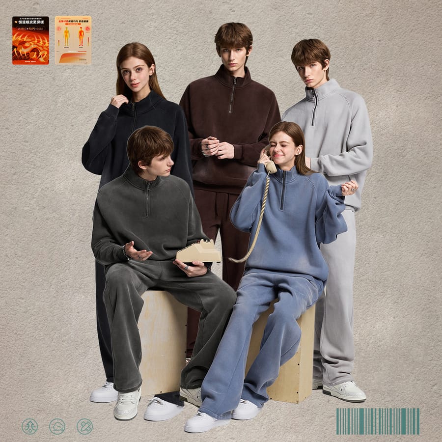 Fleece 365gsm Quater Zipper Spary Wash Sweatshirt