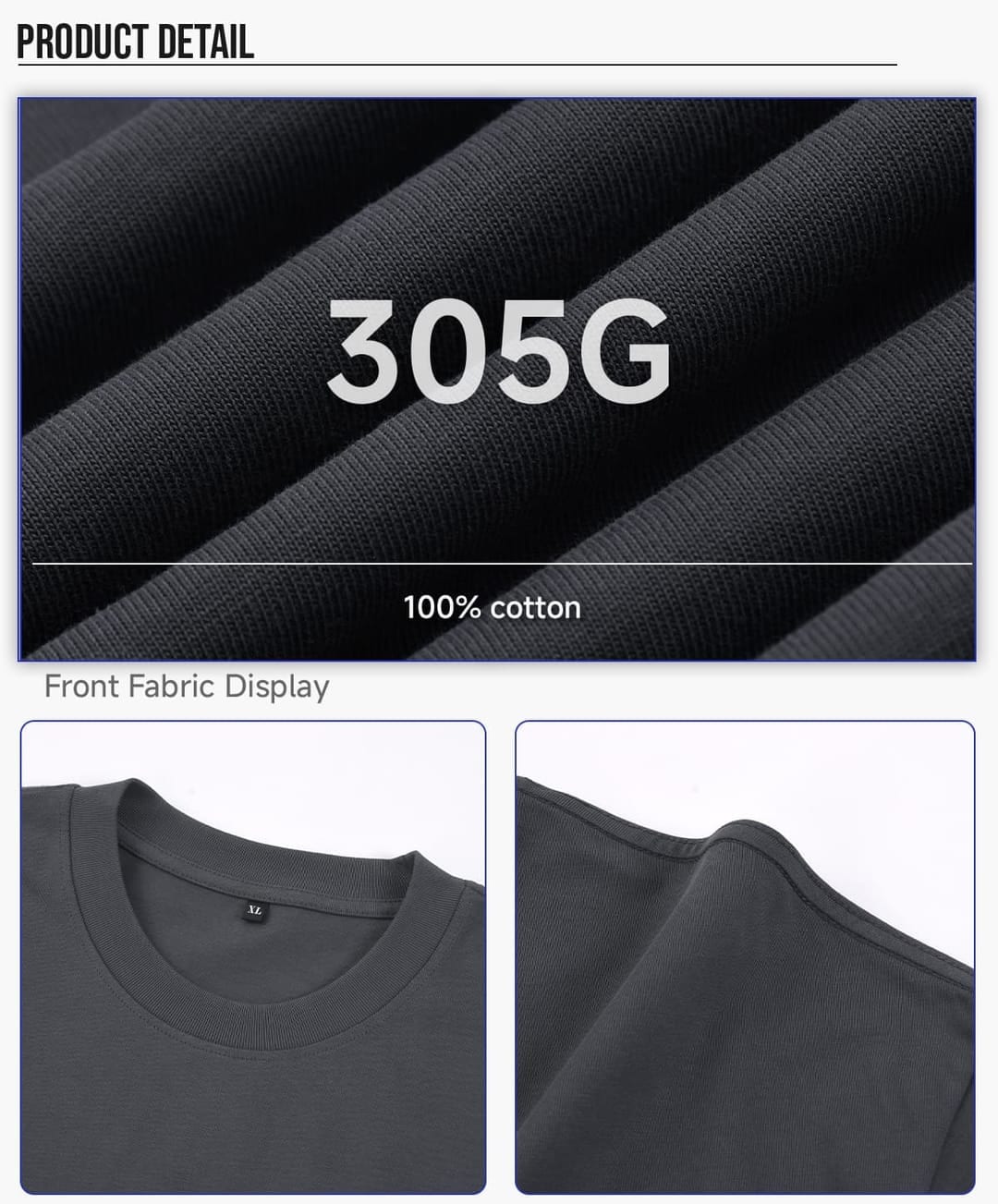 Heavy 305Gsm 7A Antibacterial Cotton Oversized T-Shirt – detail 4