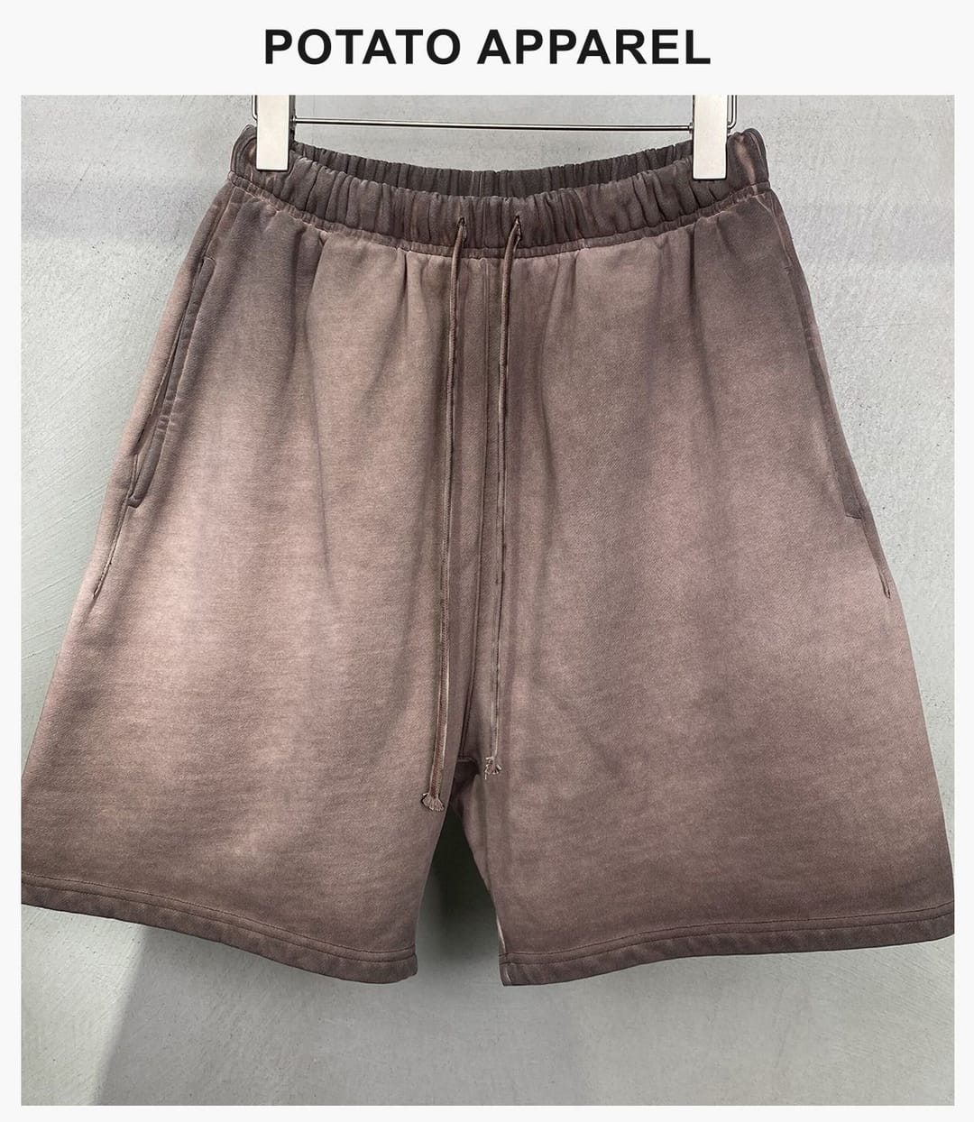 Heavy 320g 100% Cotton Terry Gradient Washed Shorts – detail 9