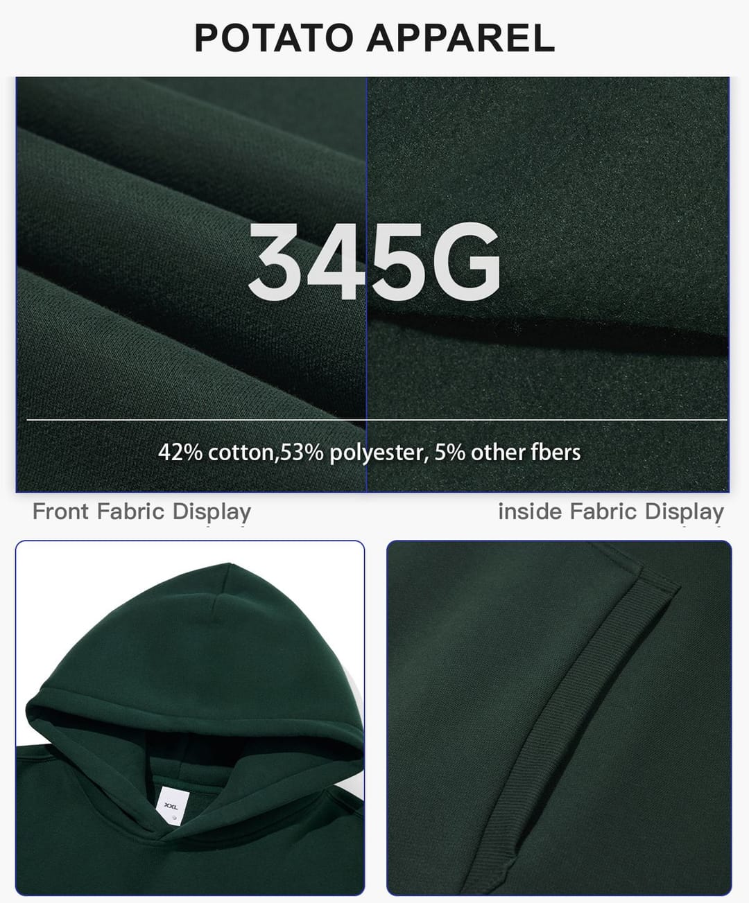 Heavy 345Gsm Fleece Oversized Boxy fit Hoodie – detail 5