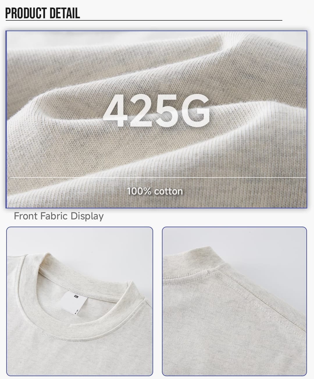 Heavy 425 GSM 16s 100% Cotton Oversized T-Shirt – detail 4