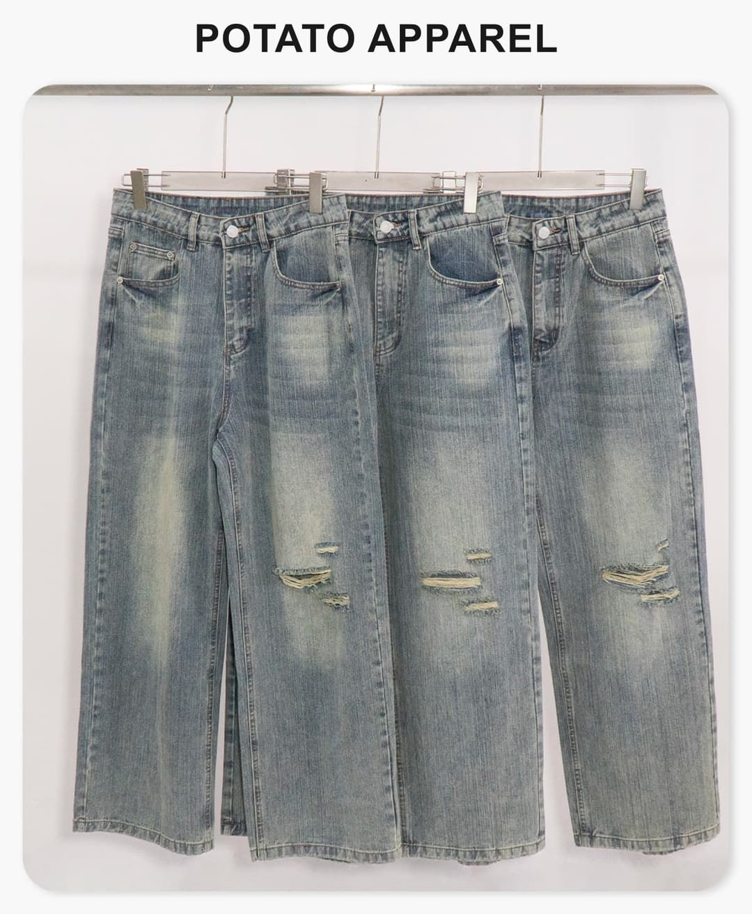 Heavy 430g Distressed Straight-Leg Jeans – detail 1