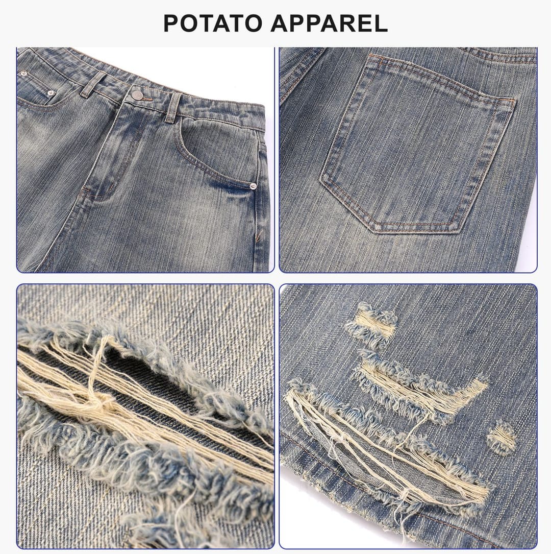 Heavy 430g Distressed Straight-Leg Jeans – detail 5