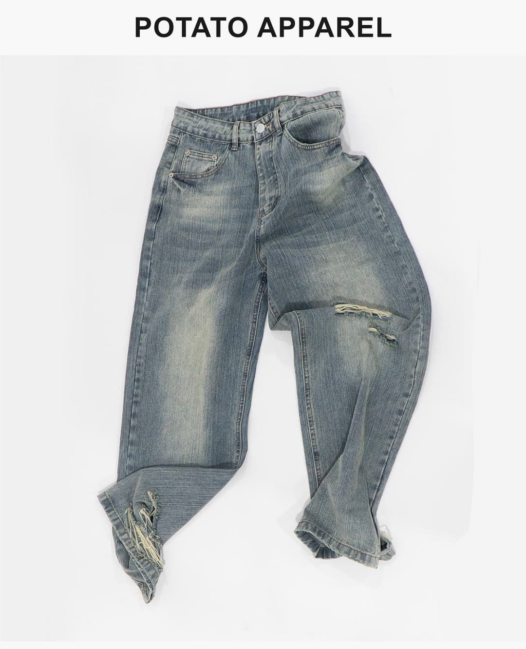 Heavy 430g Distressed Straight-Leg Jeans – detail 7