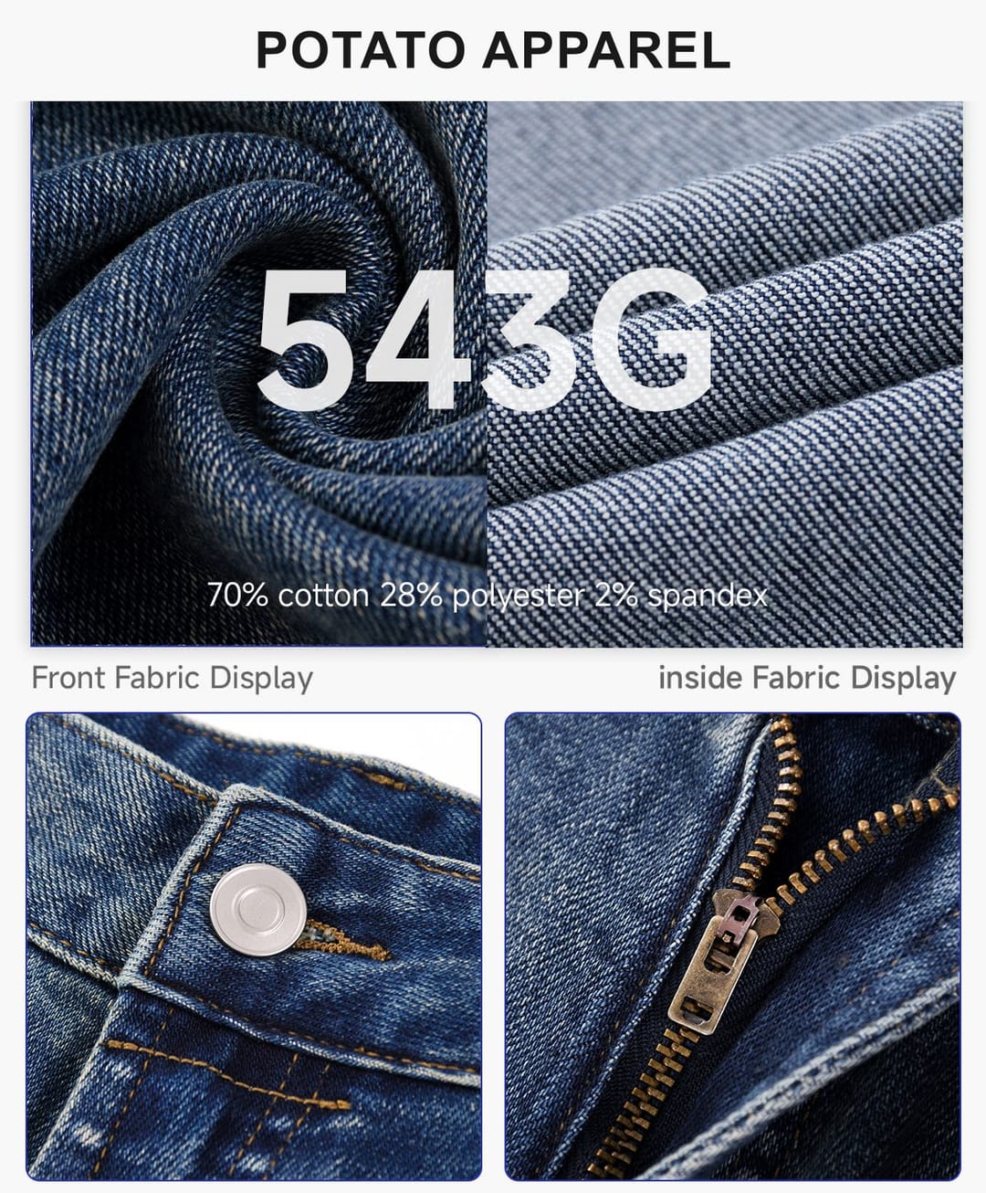 Heavy 543g Washed Distorted Wide-Leg Jeans – detail 4