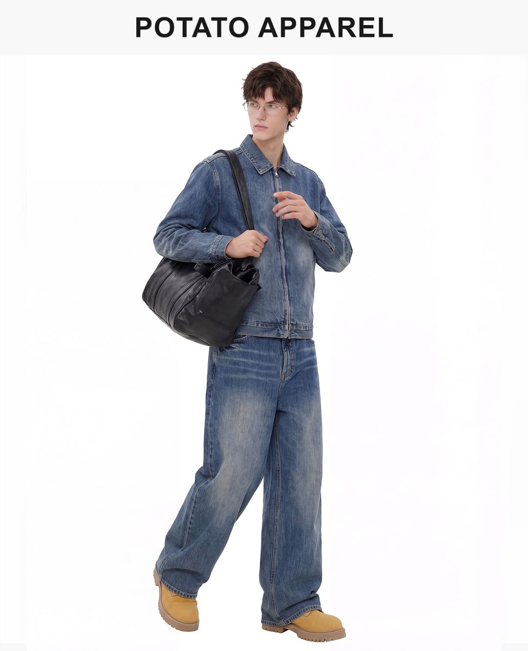 Heavy 543g Washed Distorted Wide-Leg Jeans – detail 7