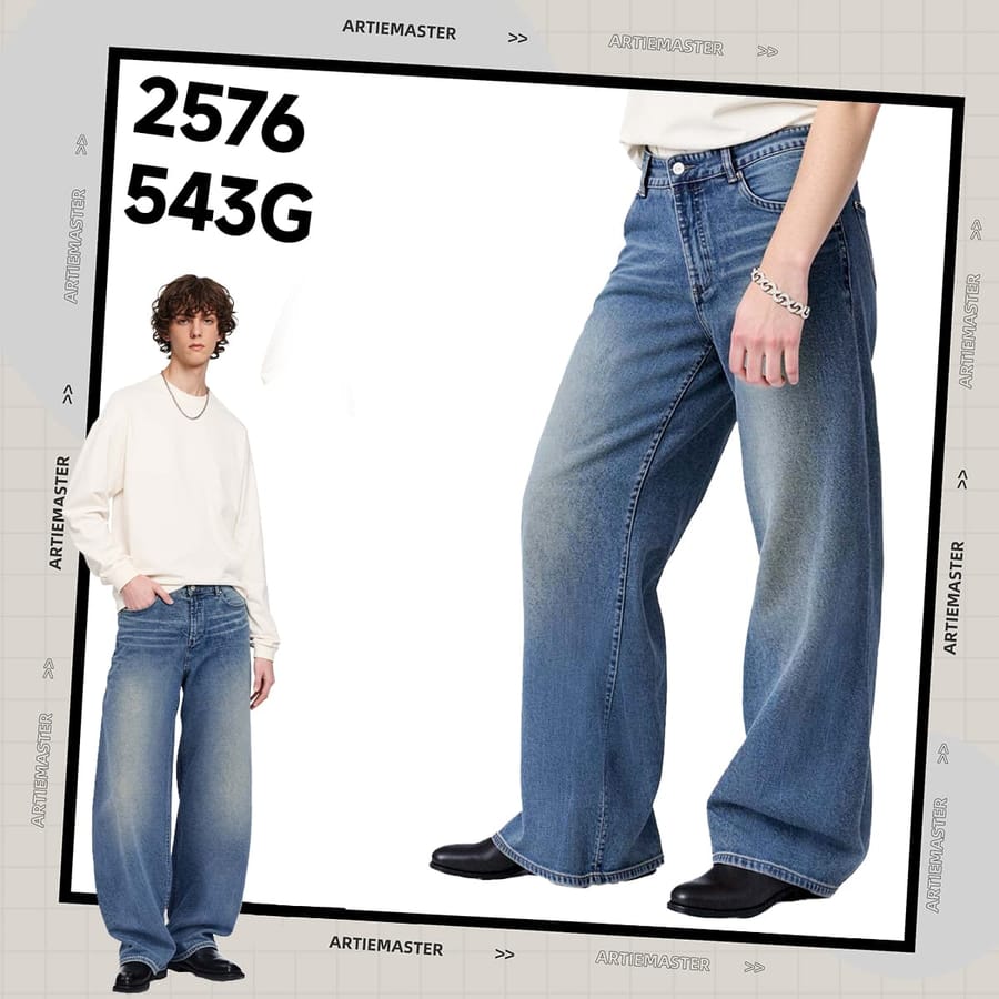 Heavy 543g Washed Distorted Wide-Leg Jeans thumbnail 2