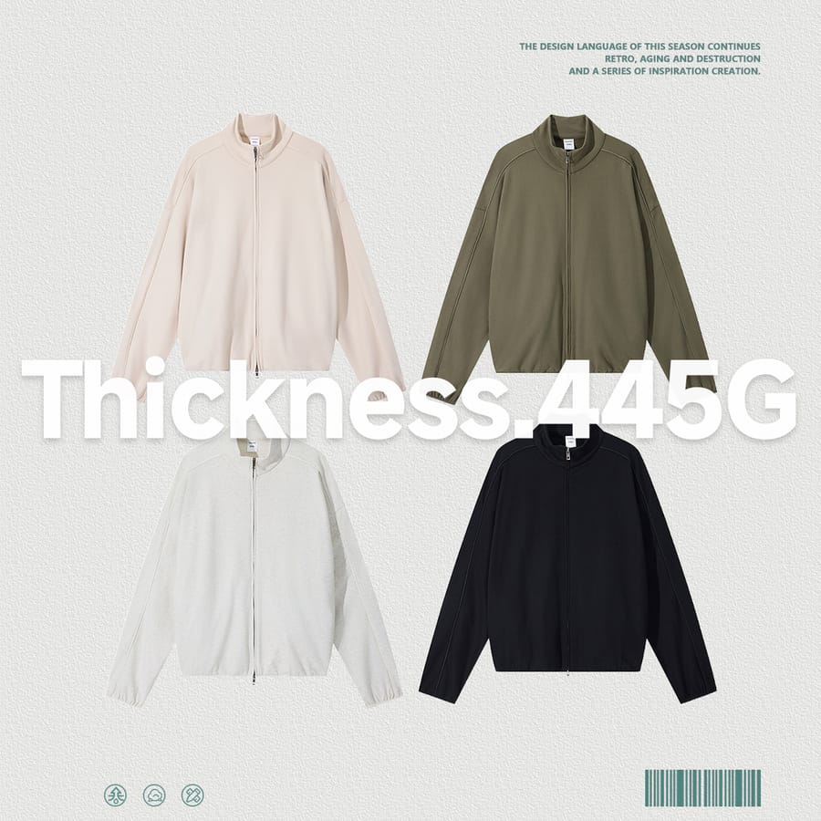 Heavy Terry 445Gsm Zip-up Oversized Jacket thumbnail 3