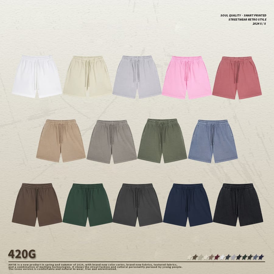 Heavy Weight 420Gsm Vintage Wash Cotton Terry Shorts thumbnail 3