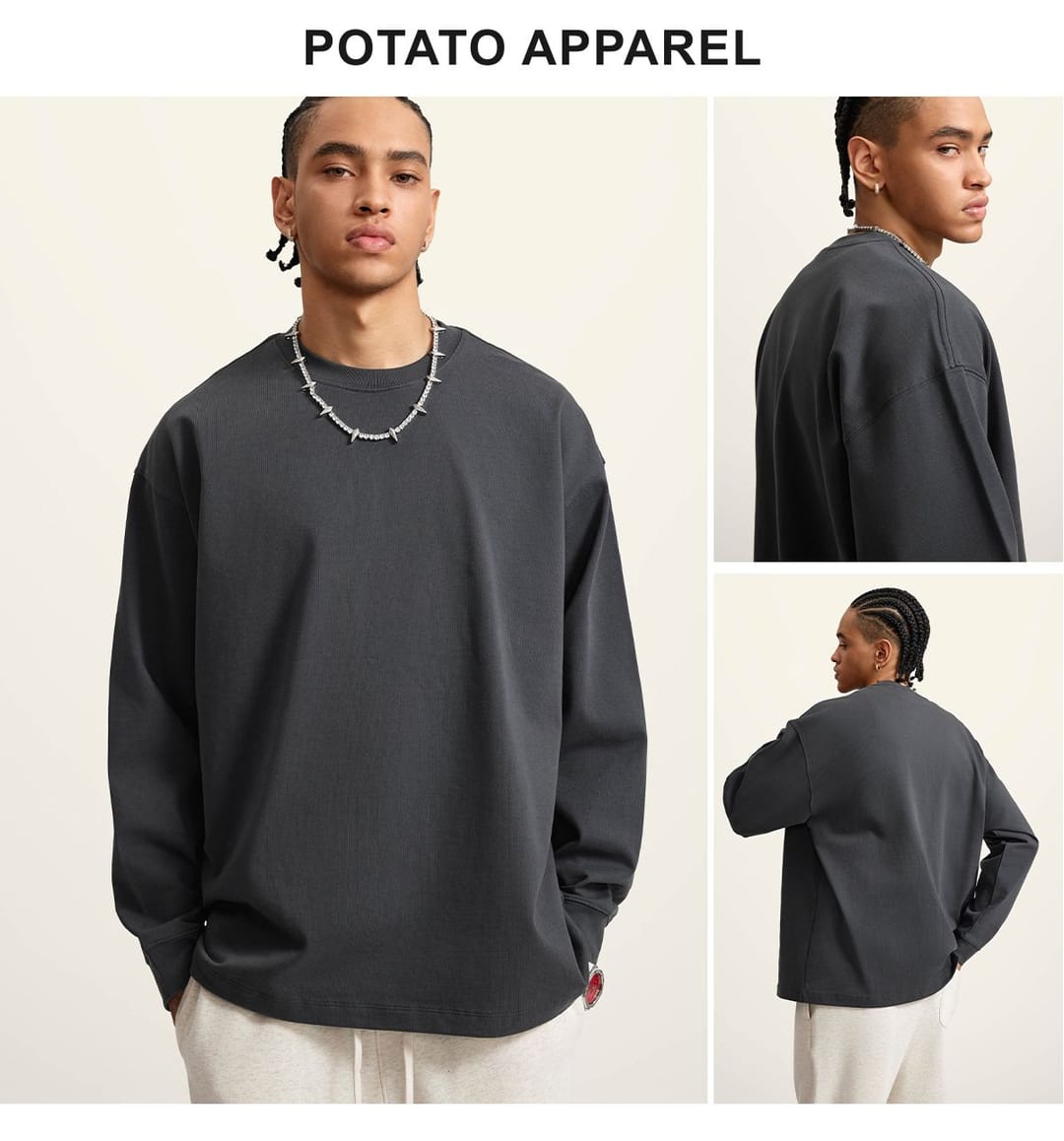 Heavy Weight Cotton 425Gsm Long Sleeve T-Shirt – detail 9