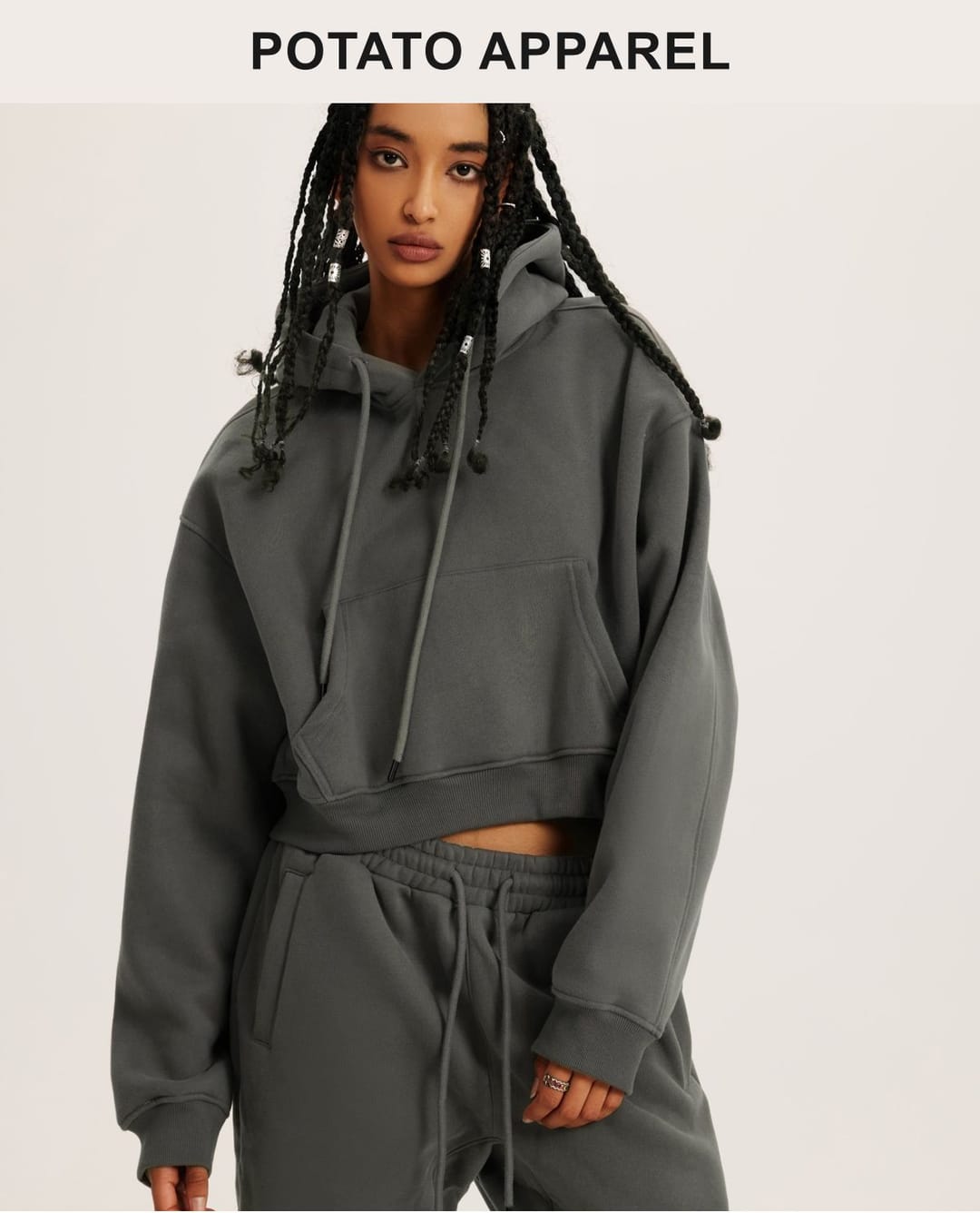 Heavy weight Fleece 345Gsm Cropped Hoodie – detail 13