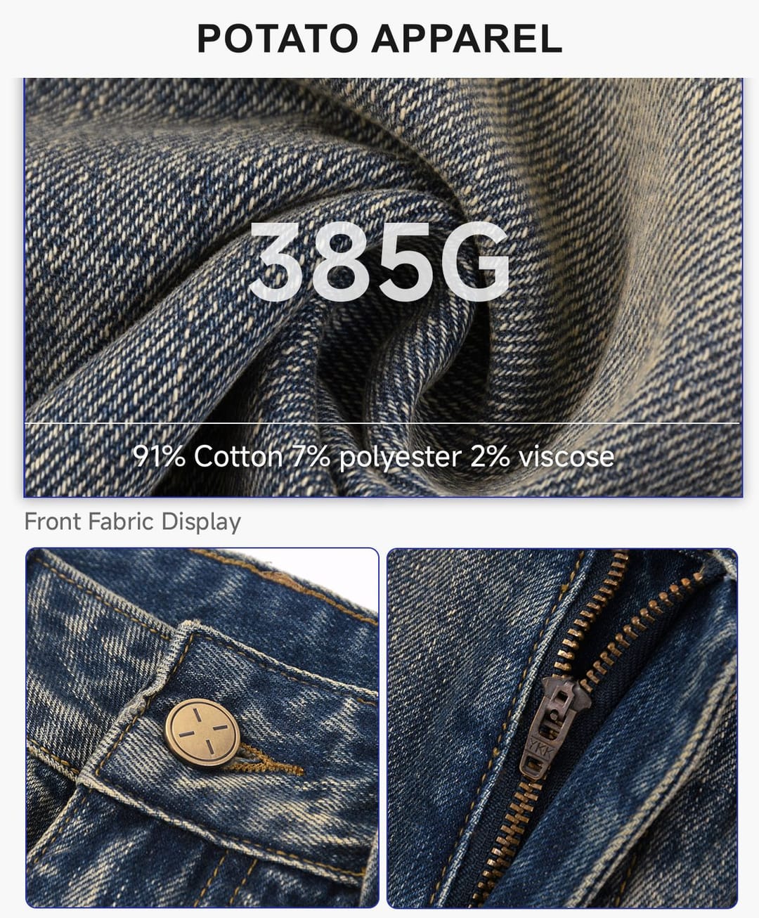 Heavy385g Distressed Wide-Leg Cropped Jeans – detail 4