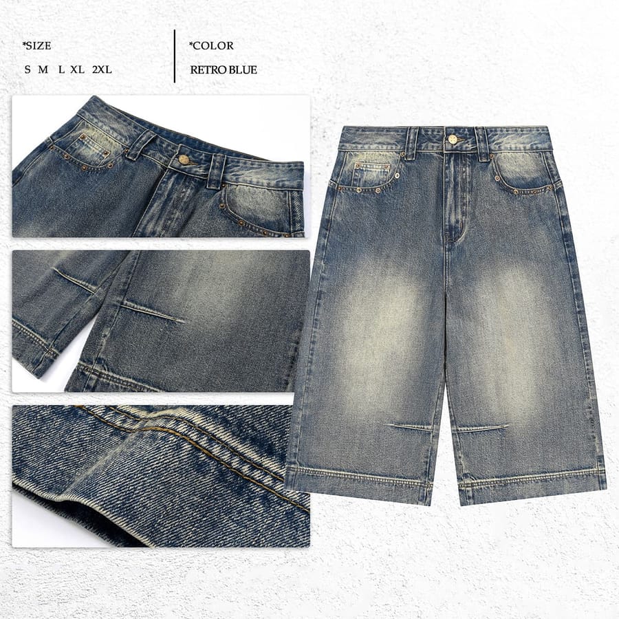 Heavy385g Distressed Wide-Leg Cropped Jeans thumbnail 2