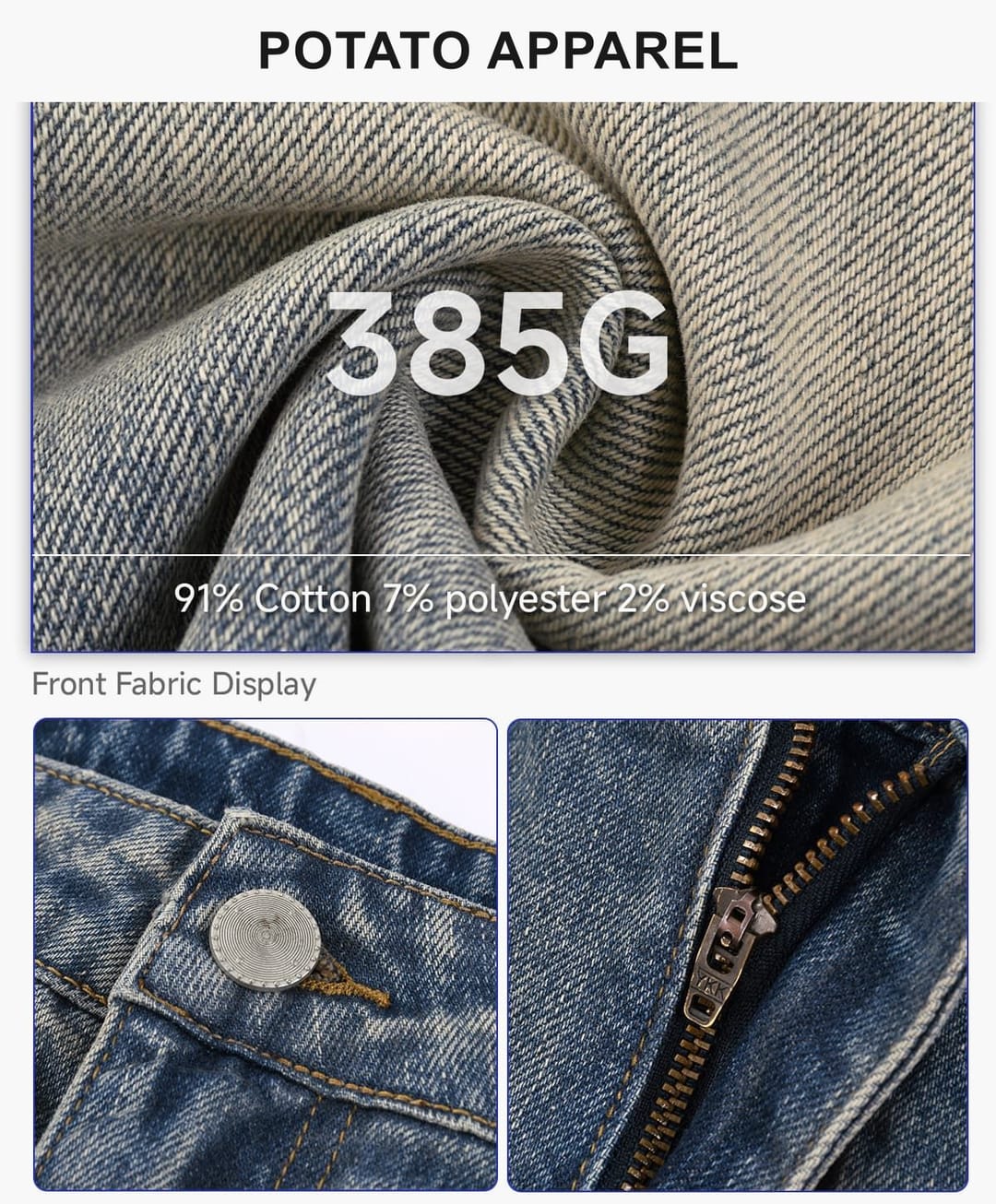 Heavy385g Distressed Wide-Leg Denim Shorts – detail 4