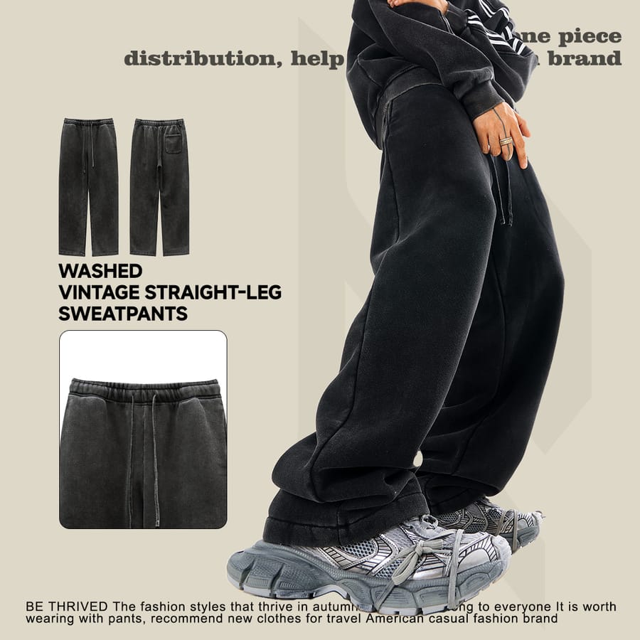 Heavyweight Fleece 332Gsm wash vintage Sweatpants thumbnail 3