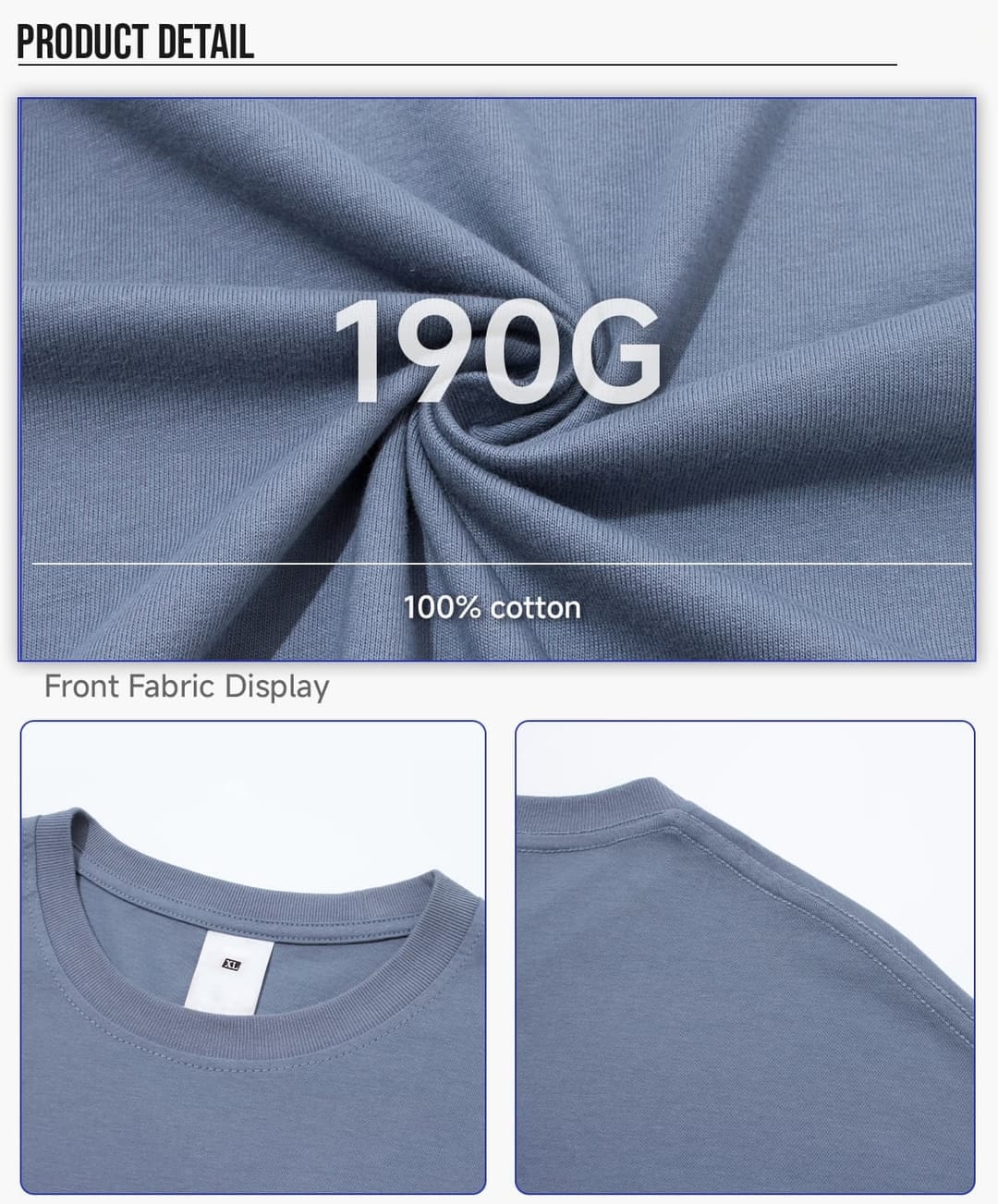 Lightweight 190GSM 20s 100% Cotton Oversized T-shirt – detail 4