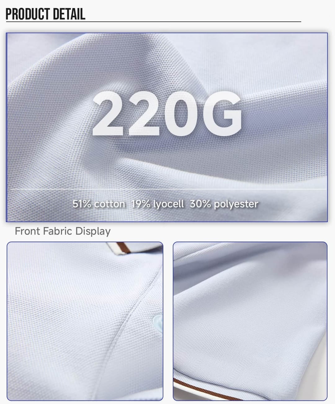 Lyocell 40s 220GSM Contrast Collar Polo Shirt – detail 5