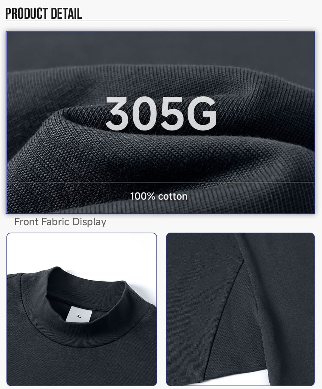Men‘s Mock Neck Boxy Fit 305g Cotton T-Shirt – detail 5