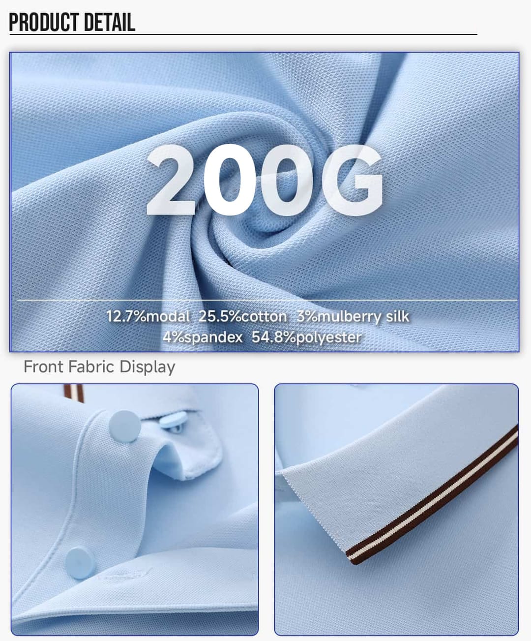 Modal Cotton 200G Contrast Collar Golf Shirt – detail 4