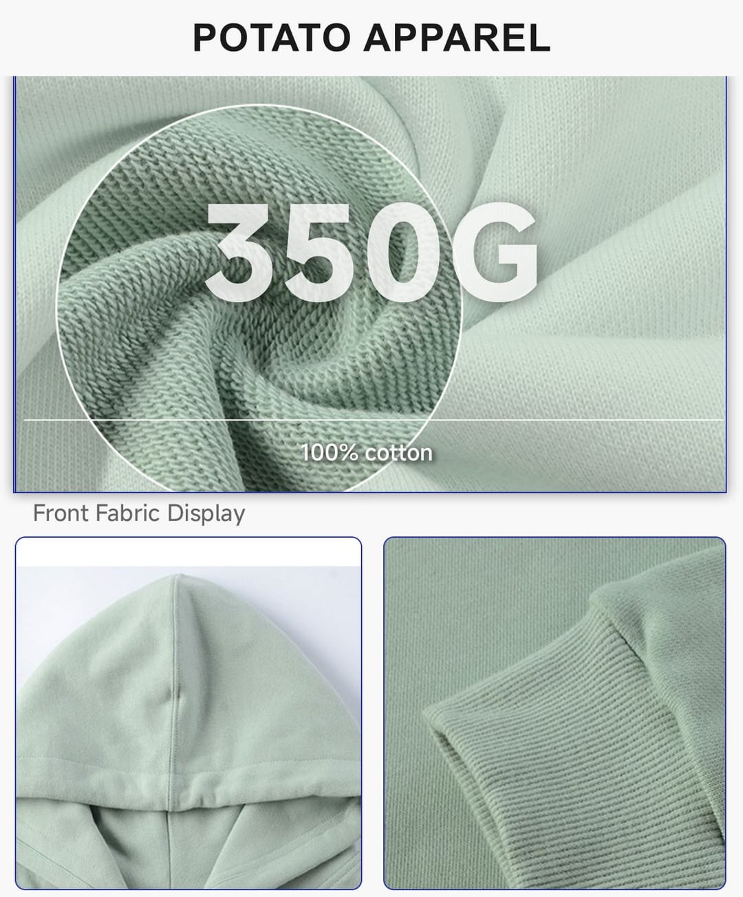 Oversized 100%Cotton Terry Hoodie With Pocket – detail 5