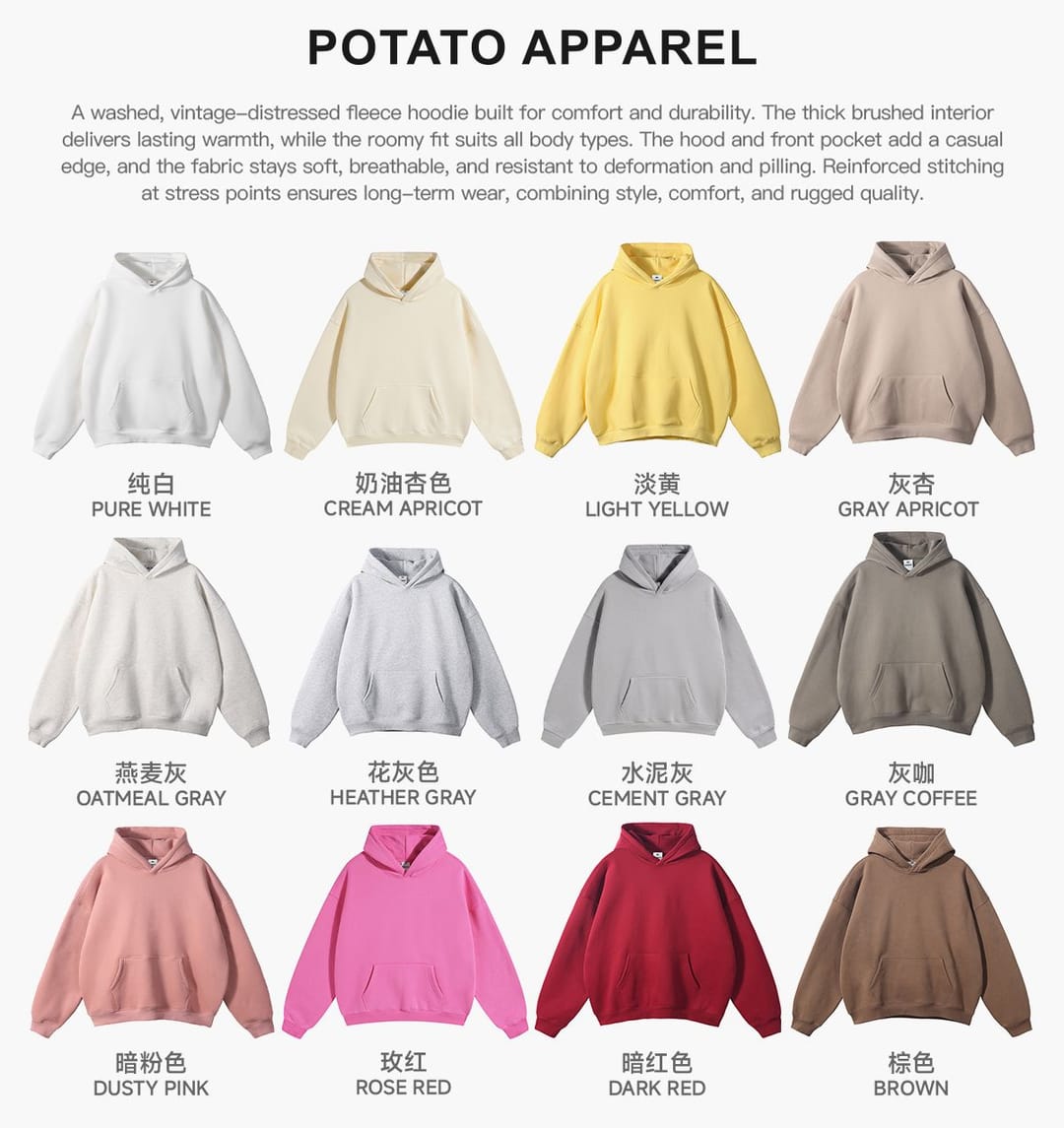 Oversized Heavy 350Gsm Fleece Basic Hoodie – detail 3