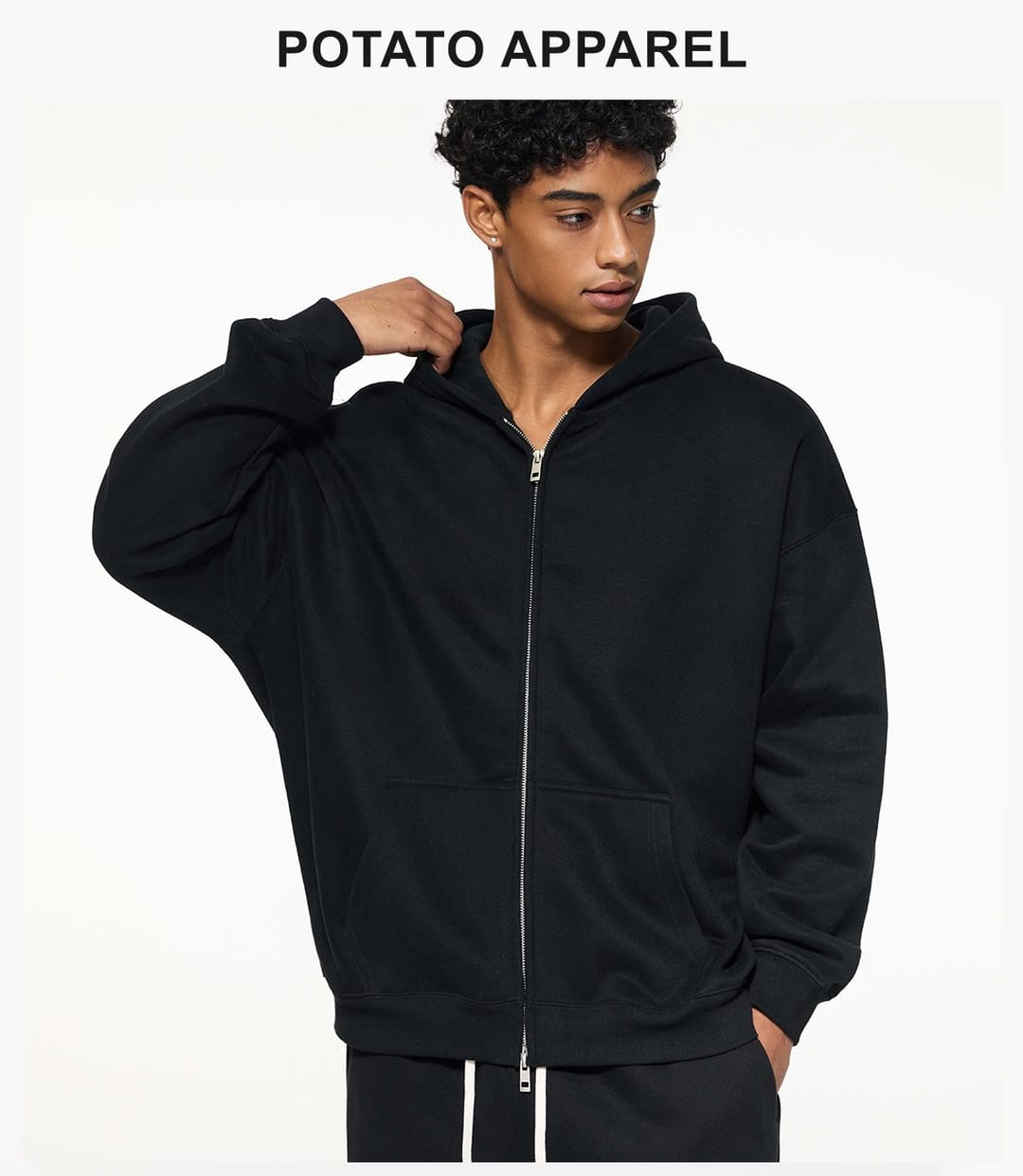 Oversized Heavy 350Gsm Fleece Zip Hoodie – detail 10