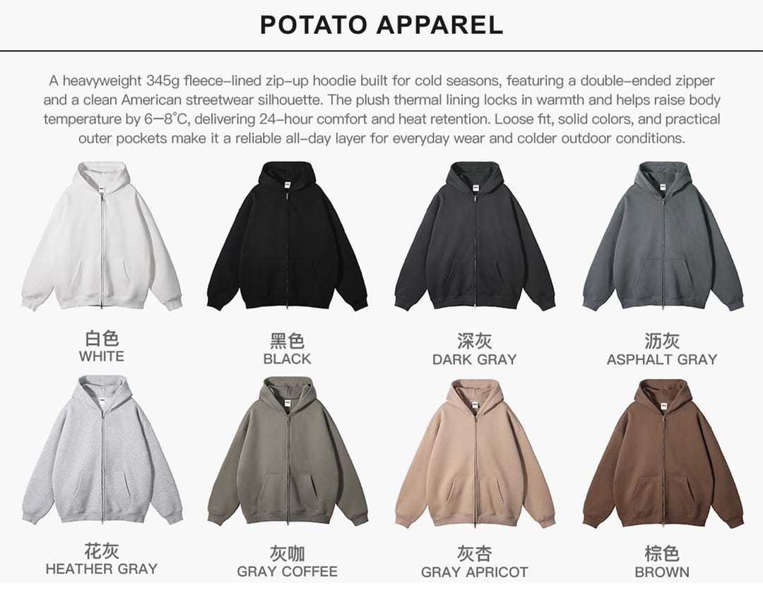 Oversized Heavy 350Gsm Fleece Zip Hoodie – detail 3