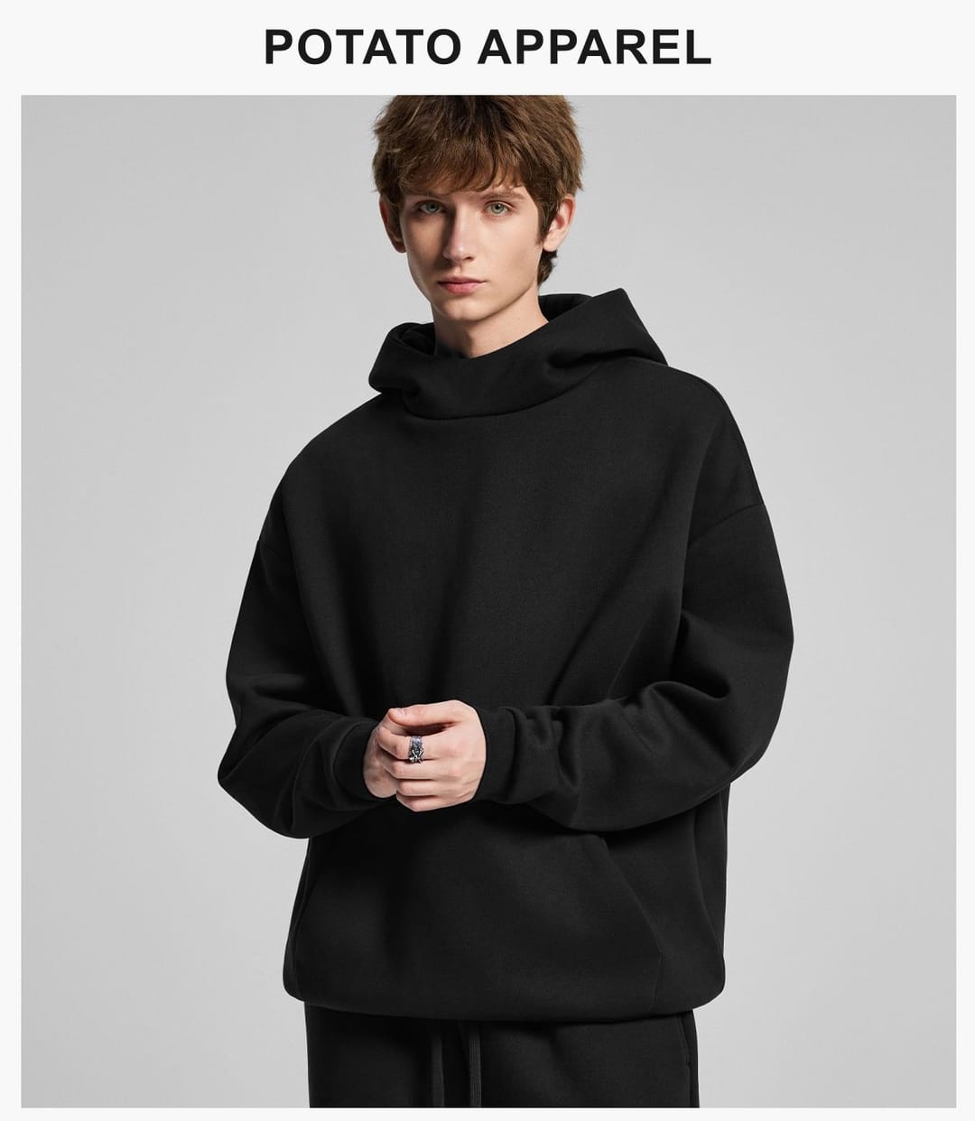 Oversized Polar Fleece 365gsm High-Neck Hoodie – detail 10