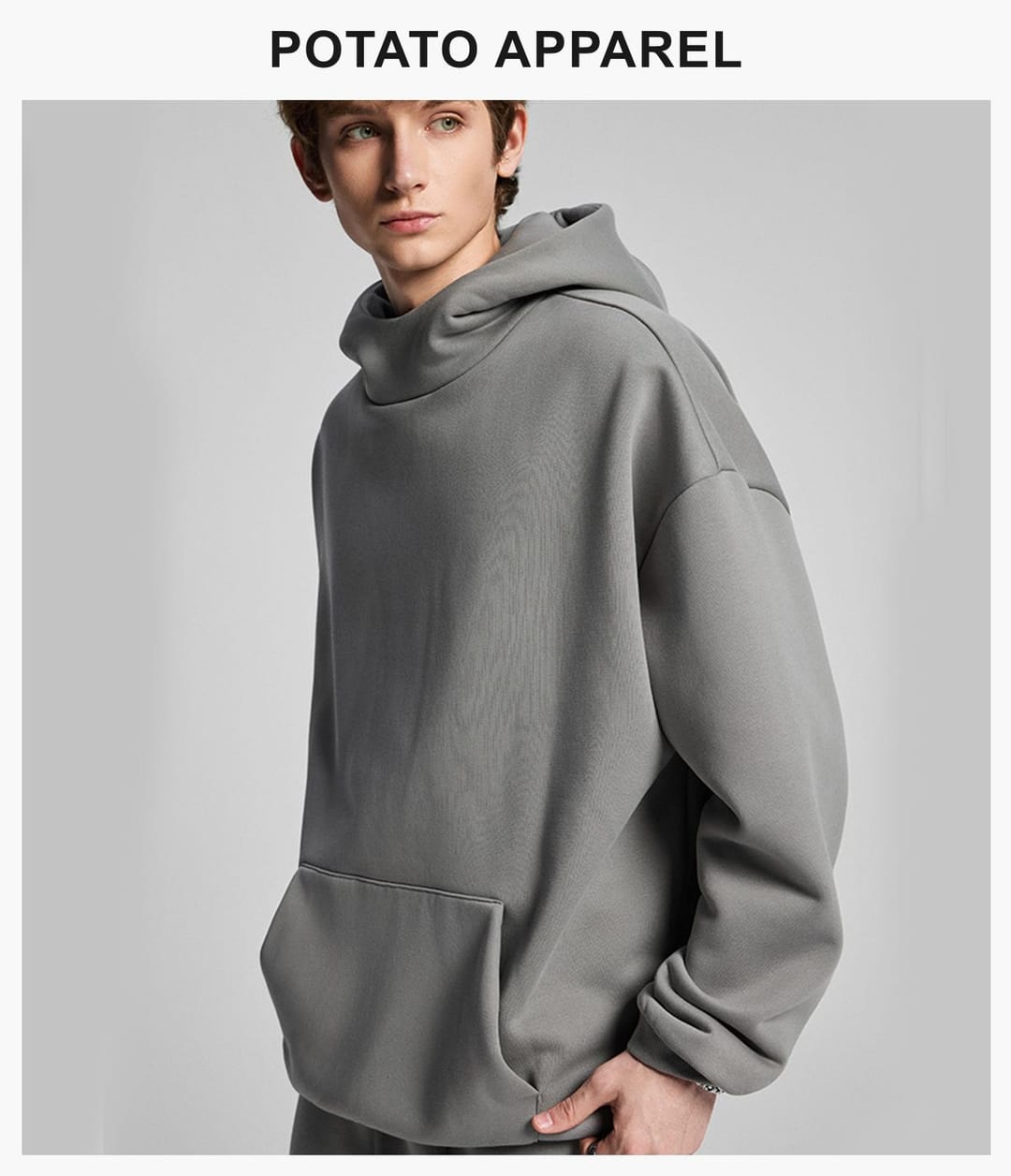 Oversized Polar Fleece 365gsm High-Neck Hoodie – detail 11