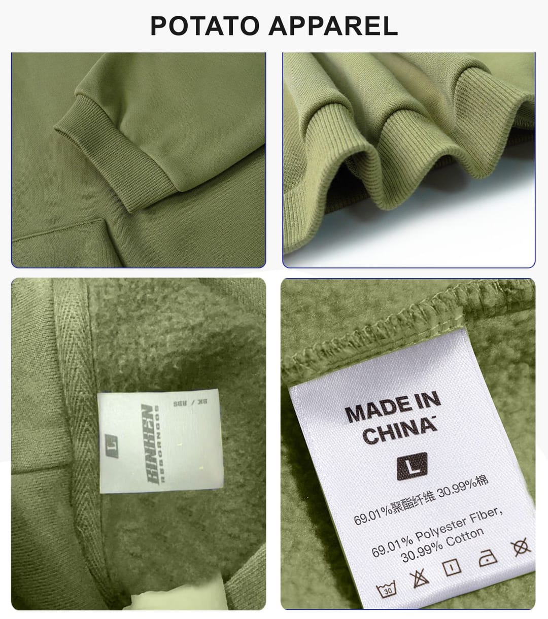 Oversized Polar Fleece 365gsm High-Neck Hoodie – detail 6