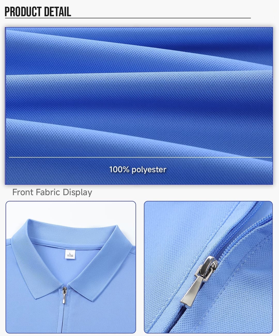 Polyester 190GSM Quick-Dry Half-Zip Cooling Golf Tee – detail 4