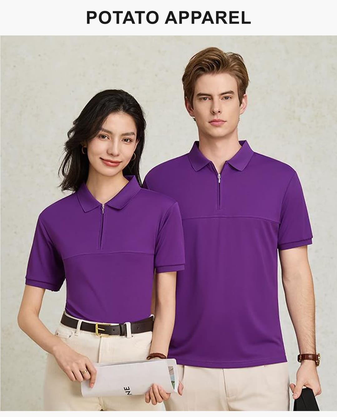 Polyester 190GSM Quick-Dry Half-Zip Cooling Golf Tee – detail 7