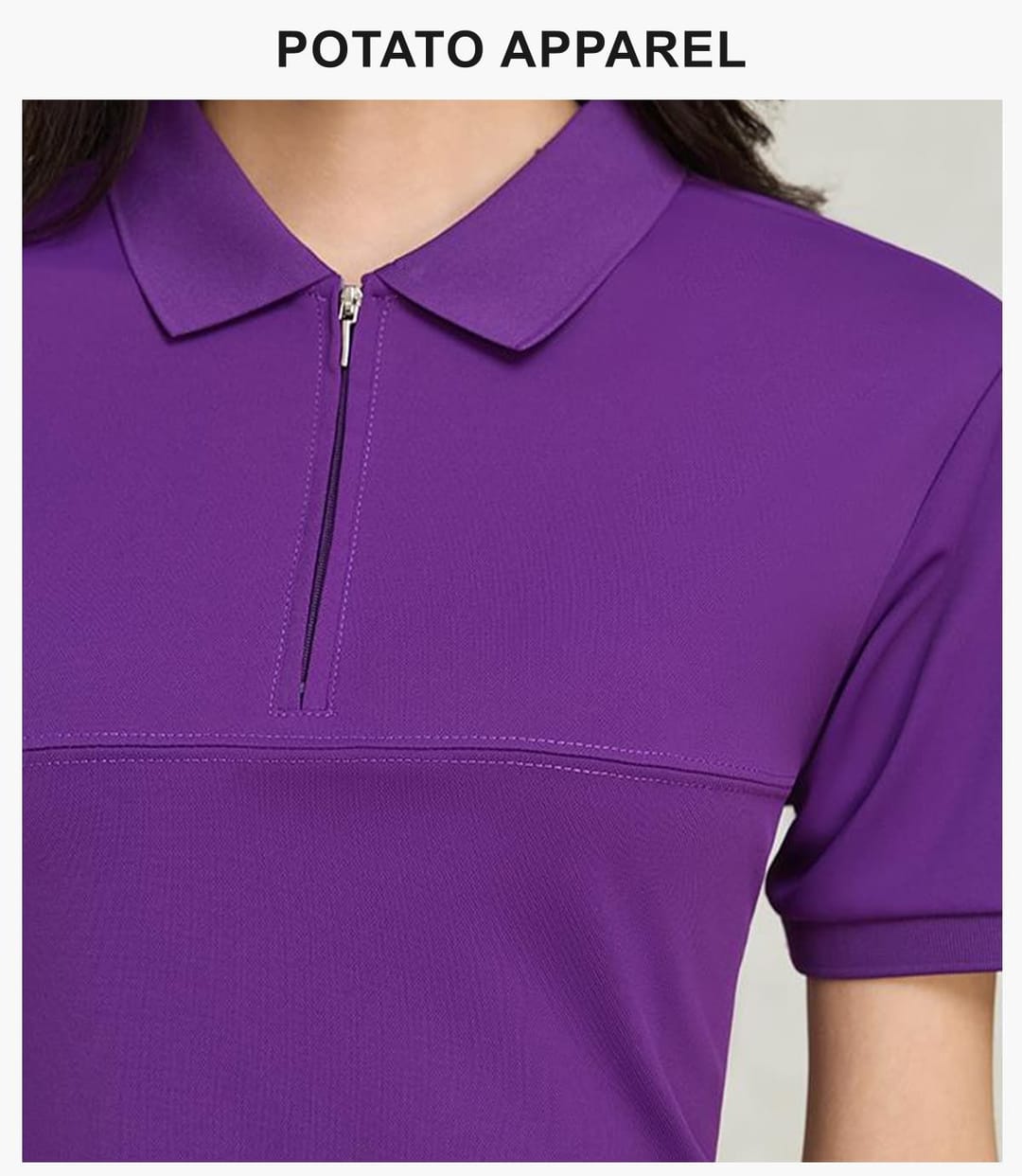 Polyester 190GSM Quick-Dry Half-Zip Cooling Golf Tee – detail 8