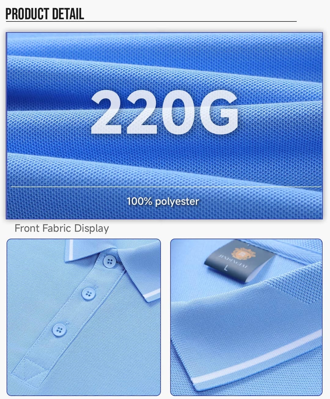 Polyester 220GSM Contrast Collar Polo Shirt – detail 5