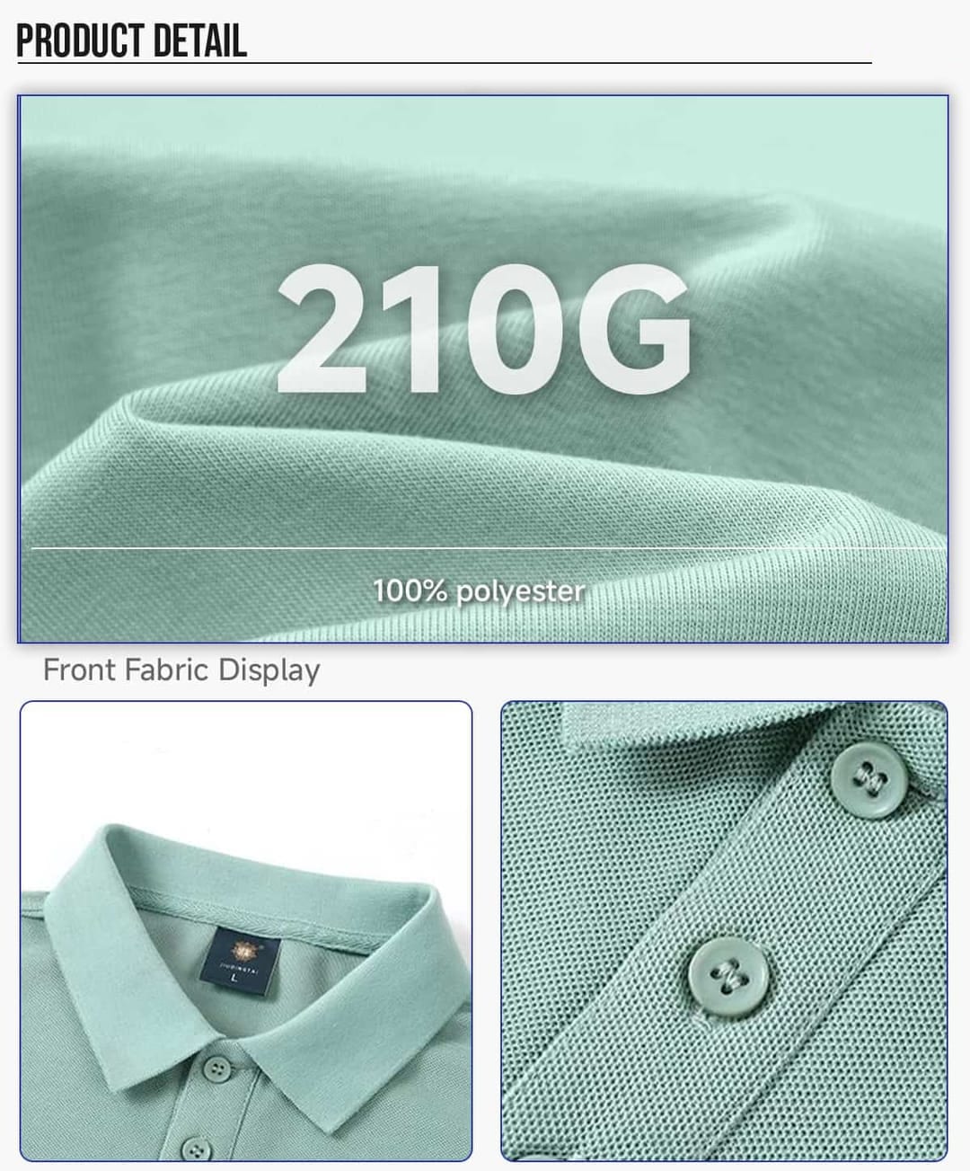 Quick-Dry 100% Polyester Side-Slit Polo Shirt – detail 5
