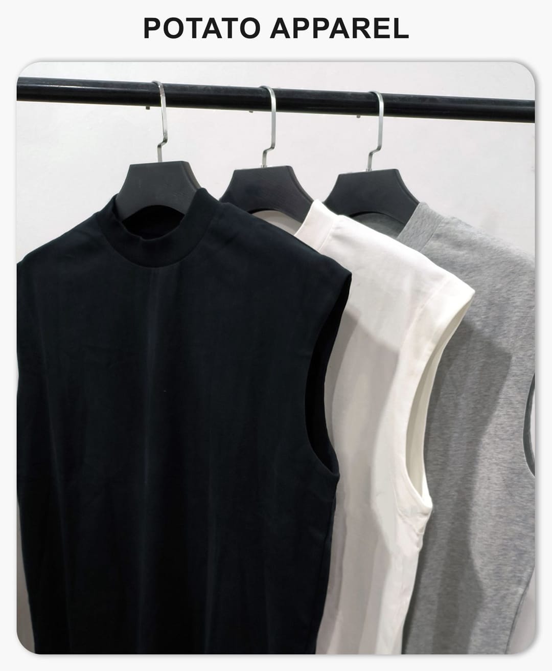 Quick-Dry Cotton 230gsm Mock Neck oversized Tank – detail 1