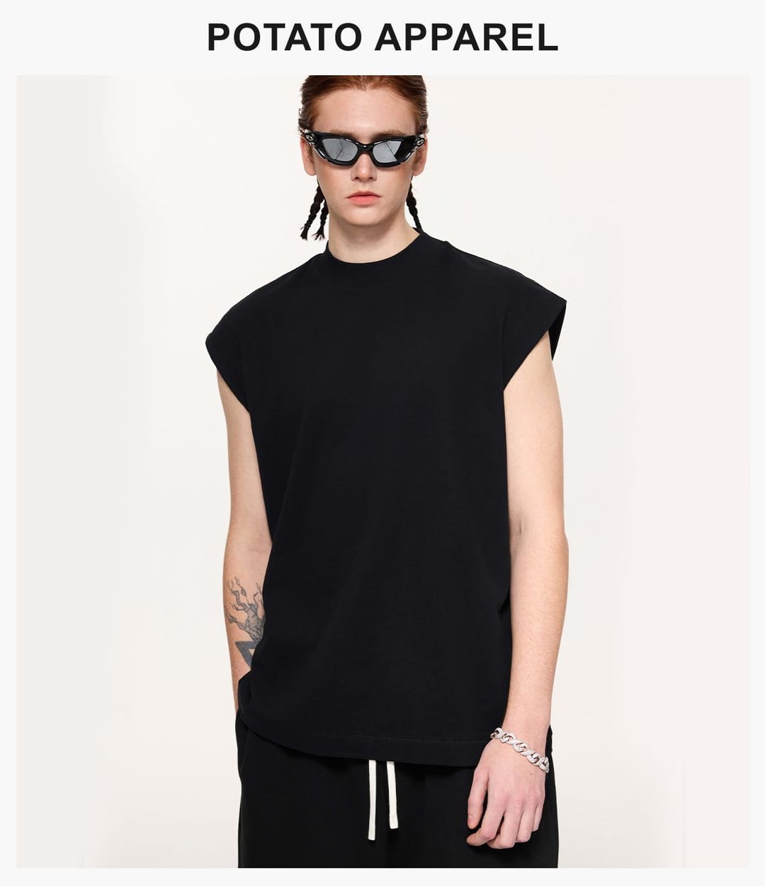 Quick-Dry Cotton 230gsm Mock Neck oversized Tank – detail 11