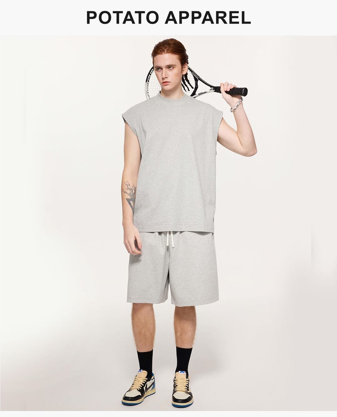 Quick-Dry Cotton 230gsm Mock Neck oversized Tank – detail 8