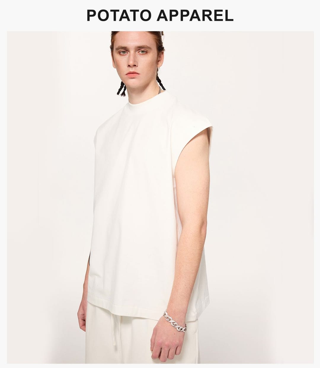 Quick-Dry Cotton 230gsm Mock Neck oversized Tank – detail 9