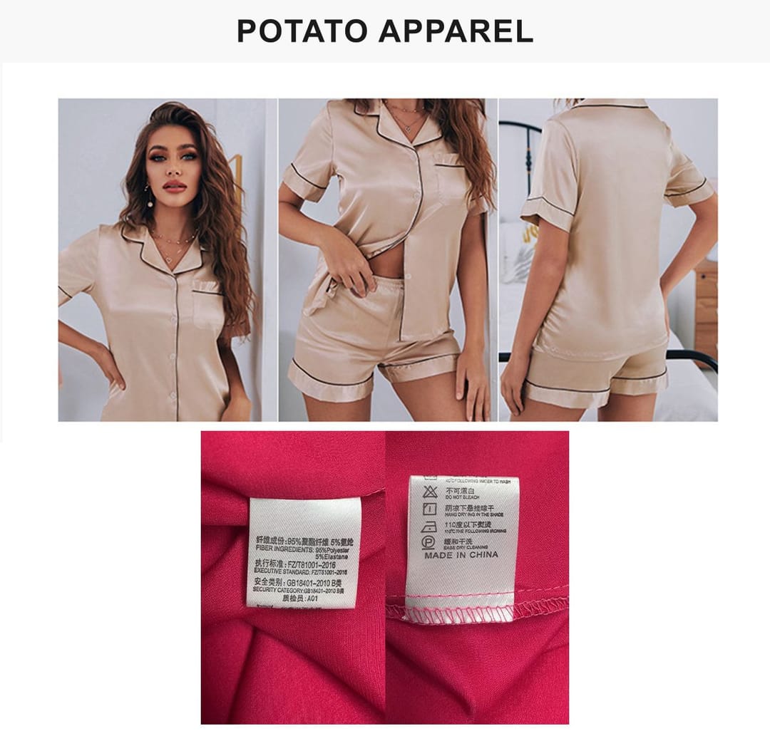 Silk Short Sleeve shorts Pajamas For Women – detail 5