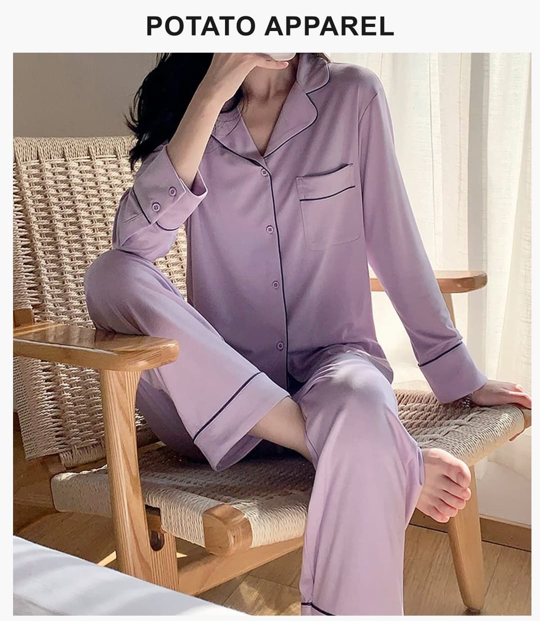 Soft Modal Long Sleeve Pajamas Set – detail 7