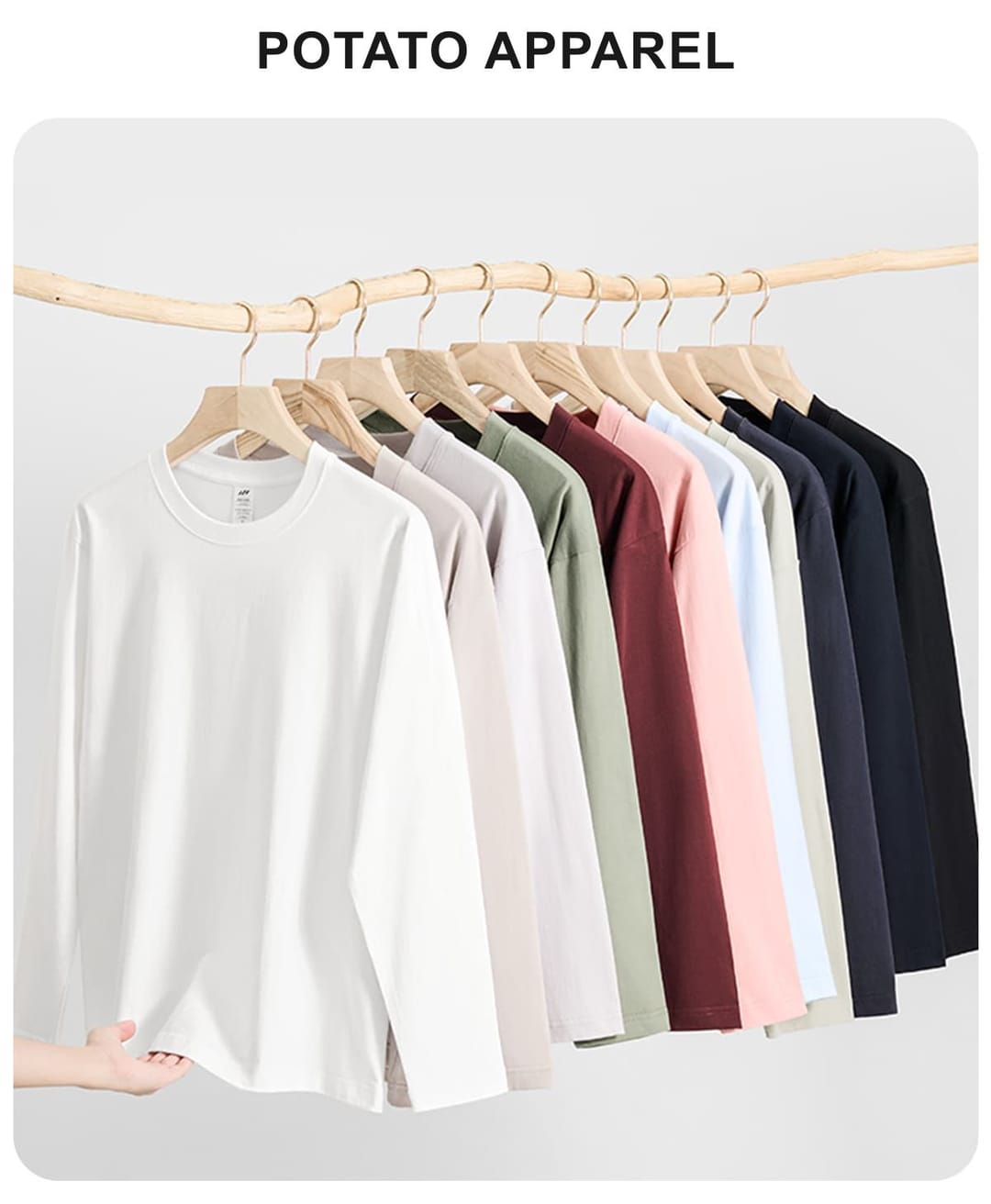 Solid 230Gsm Cotton Long Sleeve T-Shirt – detail 1
