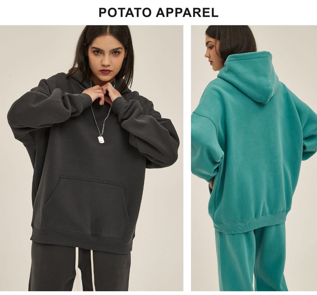 Solid Oversized Fleece Cotton basic Hoodie 350Gsm – detail 13
