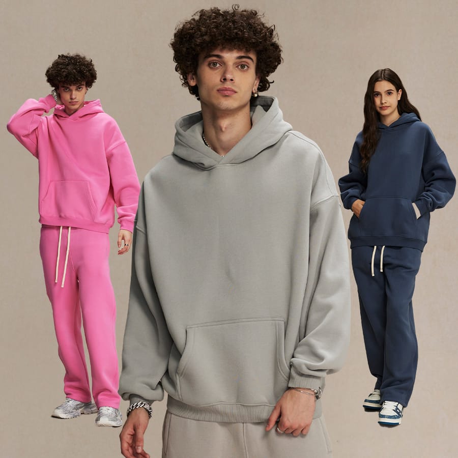 Solid Oversized Fleece Cotton basic Hoodie 350Gsm thumbnail 2