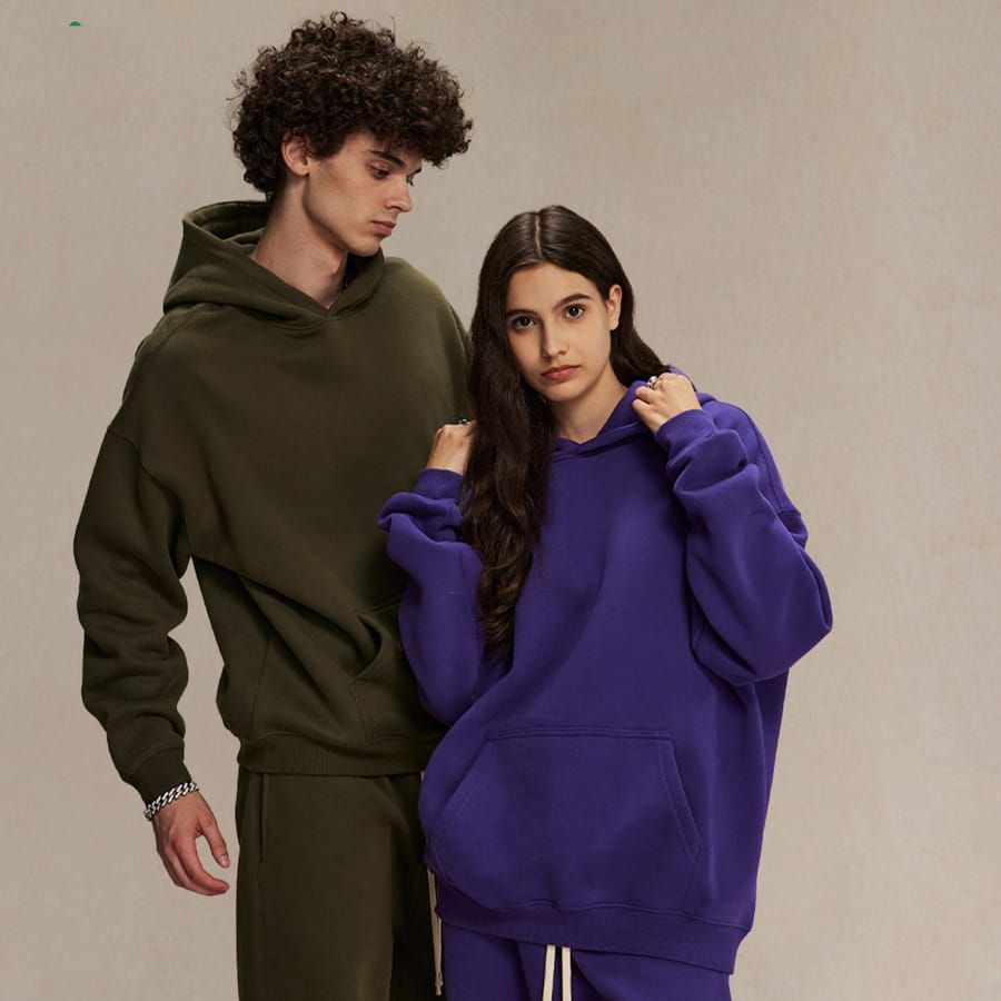 Solid Oversized Fleece Cotton basic Hoodie 350Gsm thumbnail 3