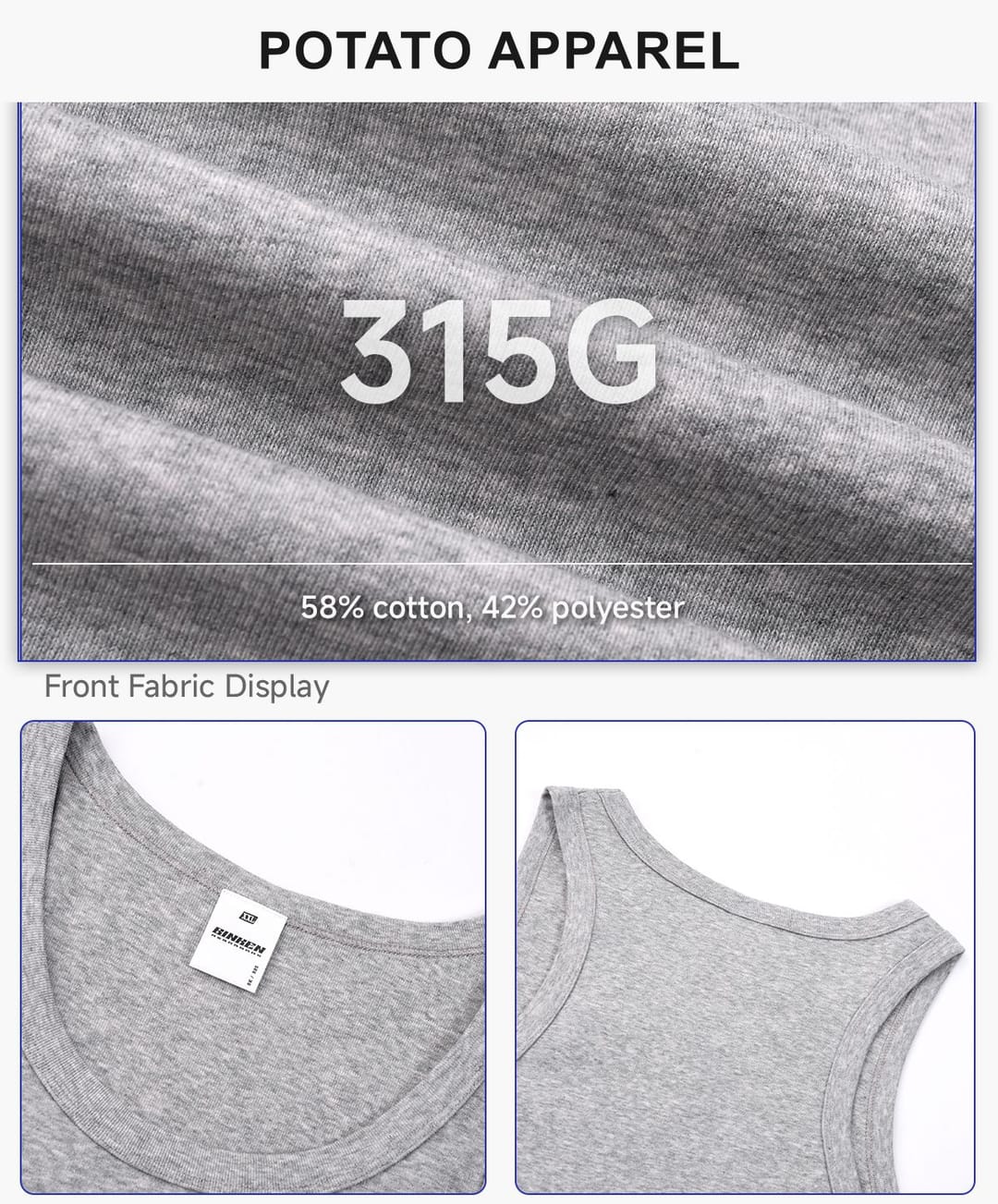 Sporty 315g Fitted Racerback Tank Top For Men – detail 5
